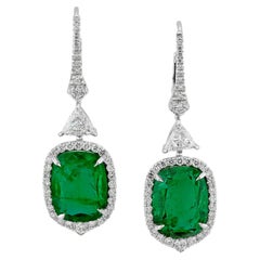 Sophia D A Art Pendants d'oreilles émeraude et diamant Platine