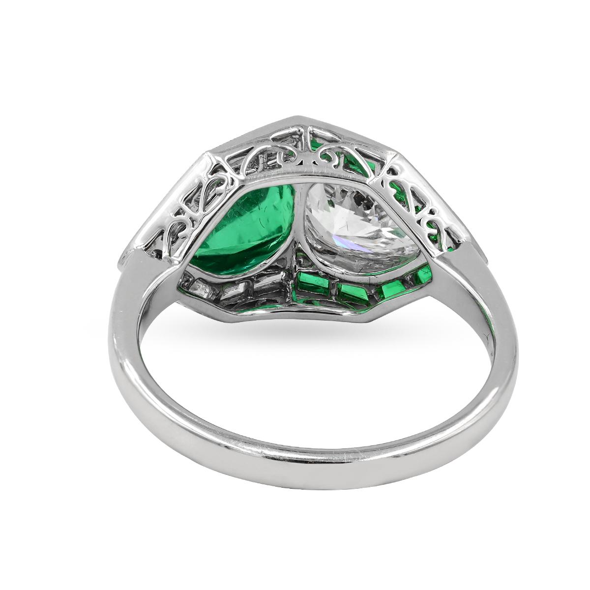 Sophia D. S Deco-Ring mit Smaragd und Diamant (Art déco) im Angebot
