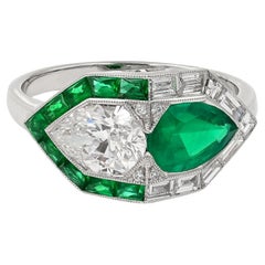Sophia D. S Deco Ring with Emerald and Diamond