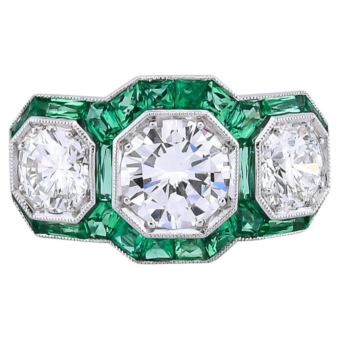 Sophia D Art Deco Inspired Three-Stone Ring