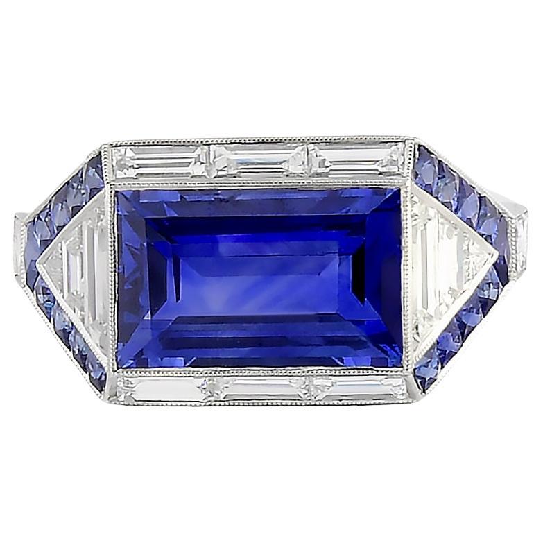 Sophia D Art Deco Mosaik Saphir und Diamant Ring im Angebot