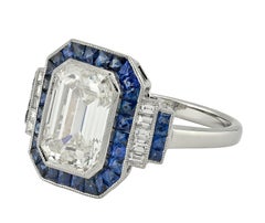 Sophia D Art Deco Mosaic Sapphire and Diamond Ring Platinum
