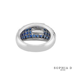 Sophia D Art Deco Mosaic Sapphire and Emerald-Cut Diamond Ring