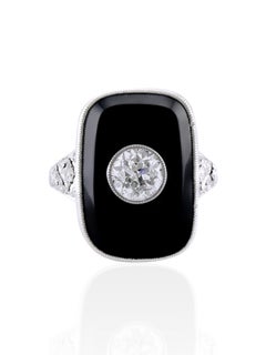 Sophia D A Art Bague en platine avec onyx et diamants
