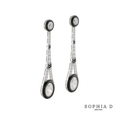 Sophia D Art Deco Orecchini a goccia con onice e diamanti ovali in platino e giallo 18 carati D. A.