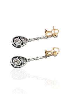 Sophia D Art Deco Onyx Old European Diamond Earrings Platinum and 18K Yellow Gol