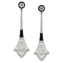 Sophia D Art Deco Oval and Round Diamond Drop Earrings in Platinum Sophia D Art Deco Oval and Round Diamond Drop Earrings in Platinum