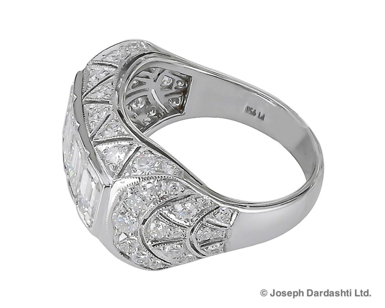 An art deco platinum ring with 4 emerald cut diamonds that weighs approximately 2.07 carat and accentuated with 1.25 carat of small diamonds.

Sophia D by Joseph Dardashti LTD has been known worldwide for 35 years and are inspired by classic Art