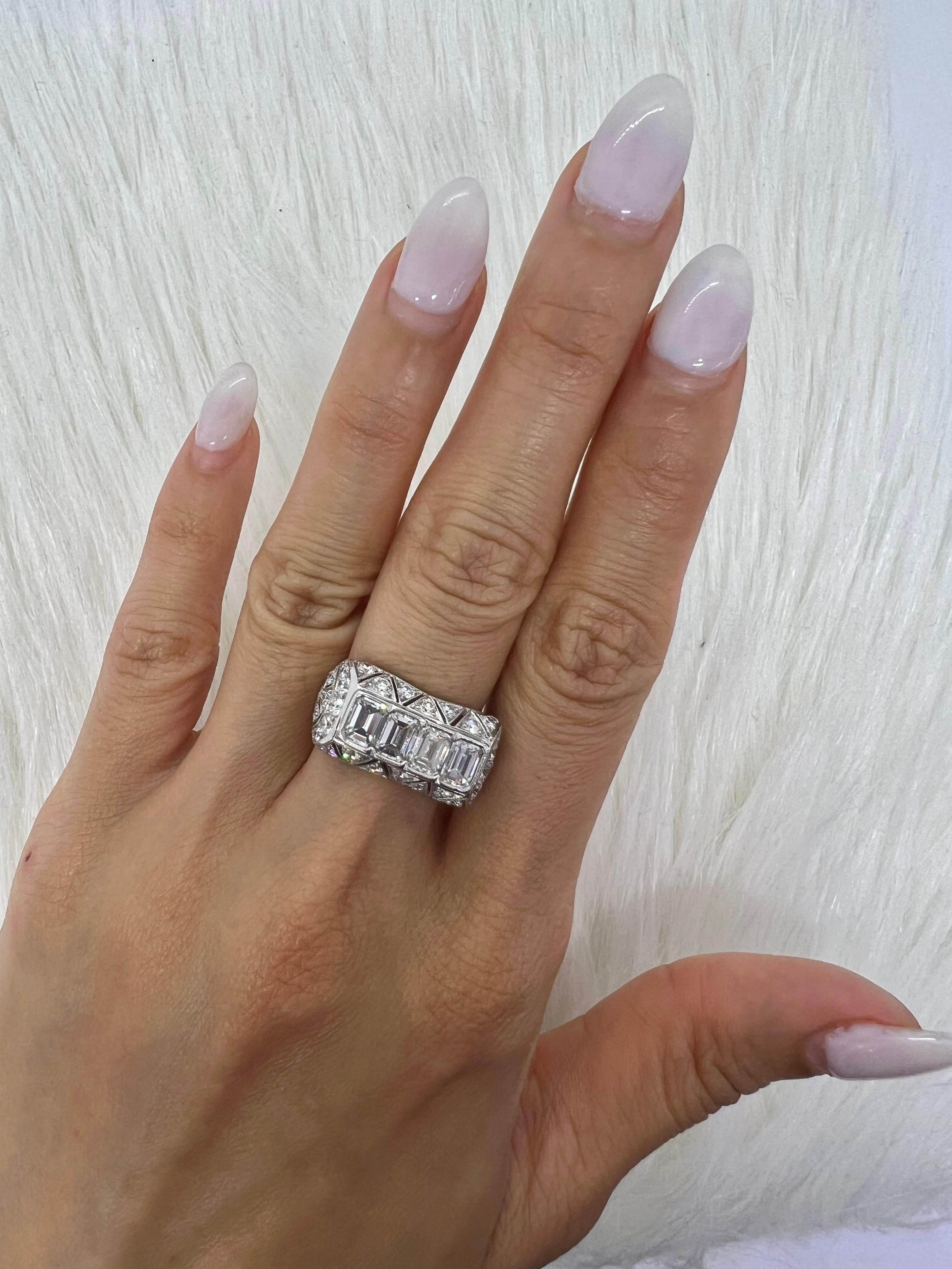 Women's or Men's Sophia D. Art Deco Platinum Ring For Sale