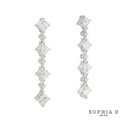 Sophia D Art Deco Princess-Cut Diamond Drop Earrings Platinum