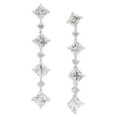 Sophia D Art Deco Princess-Cut Diamond Drop Earrings Platinum