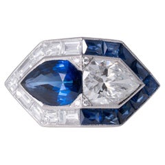 D.D. Art Revival Zaffiro Diamante Toi Et Moi Anello di fidanzamento in platino