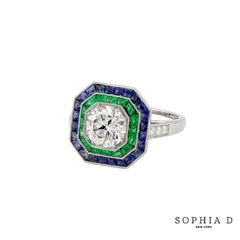 Sophia D Art Deco Round Diamond Mosaic Ring in Platinum