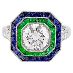 Sophia D Art Deco Round Diamond Mosaic Ring in Platinum