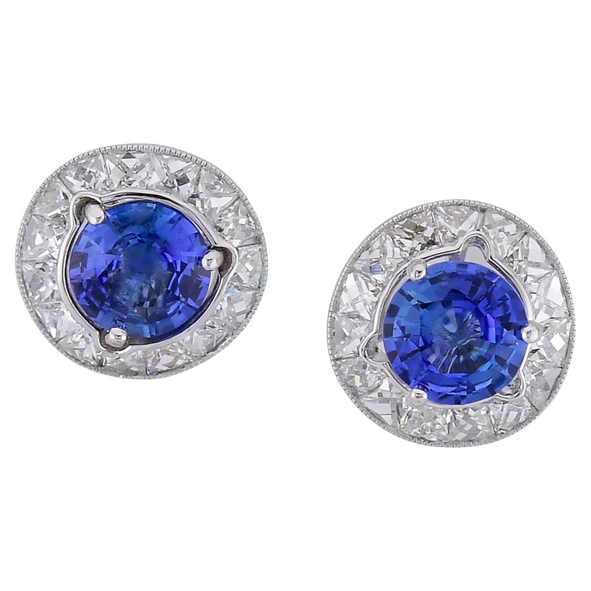 Sophia D Art Deco Sapphire and Diamond Jacket Earrings in Platinum