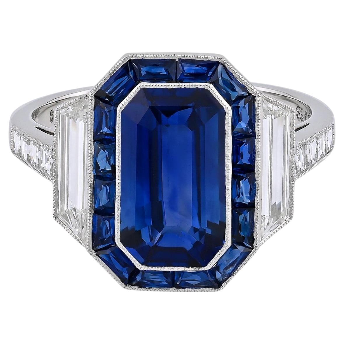 Sophia D Art Deco Sapphire and Diamond Ring Platinum