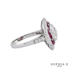 Sophia D. Art Deco Style Diamond and Ruby Floral Ring