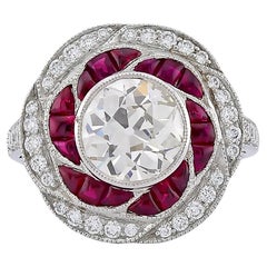Sophia D. Art Deco Style Diamond and Ruby Floral Ring