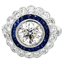 Sophia D. Art Deco Style Diamond and Sapphire Ring Platinum