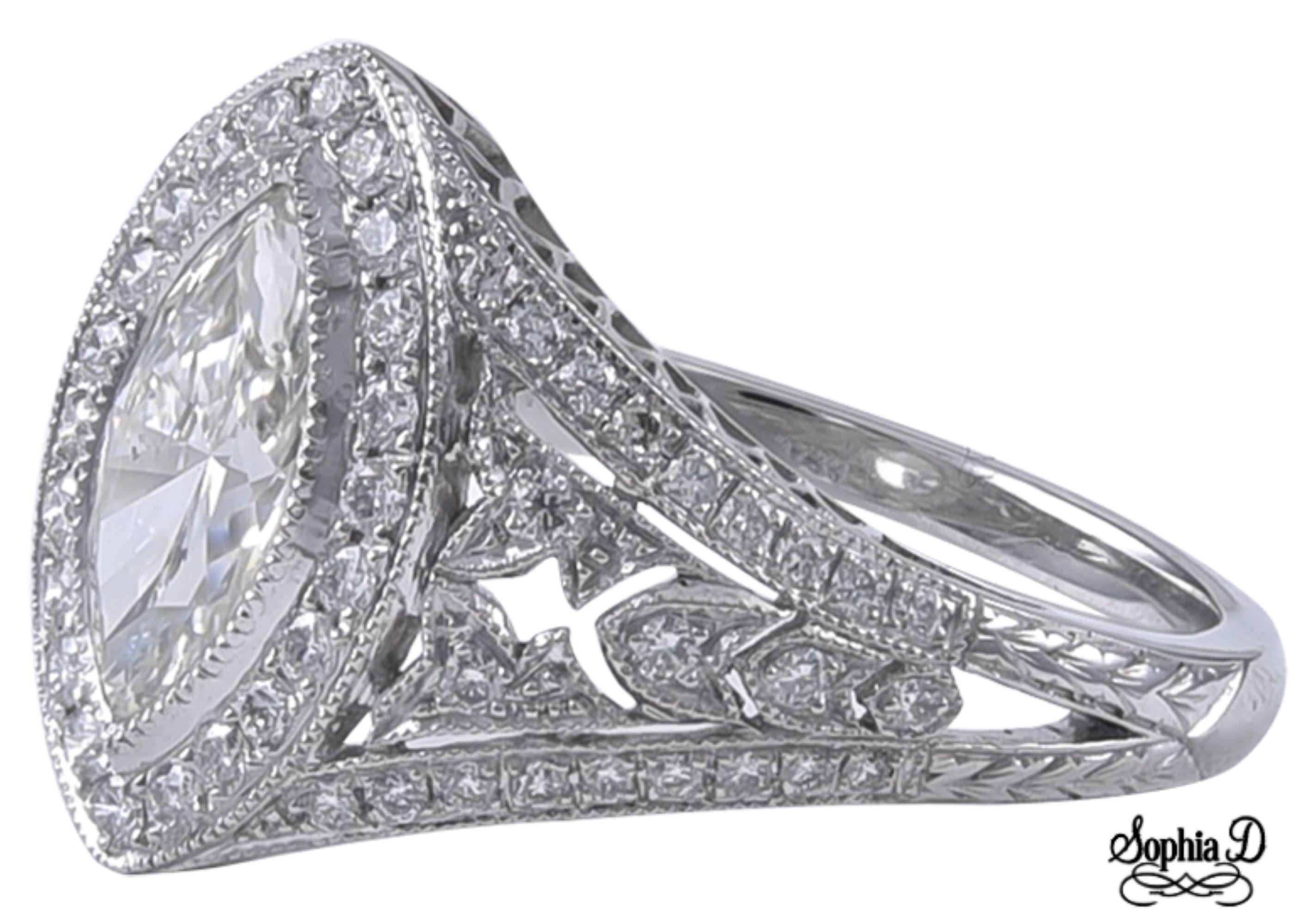 Marquise Cut Sophia D. Art Deco Style Diamond Ring