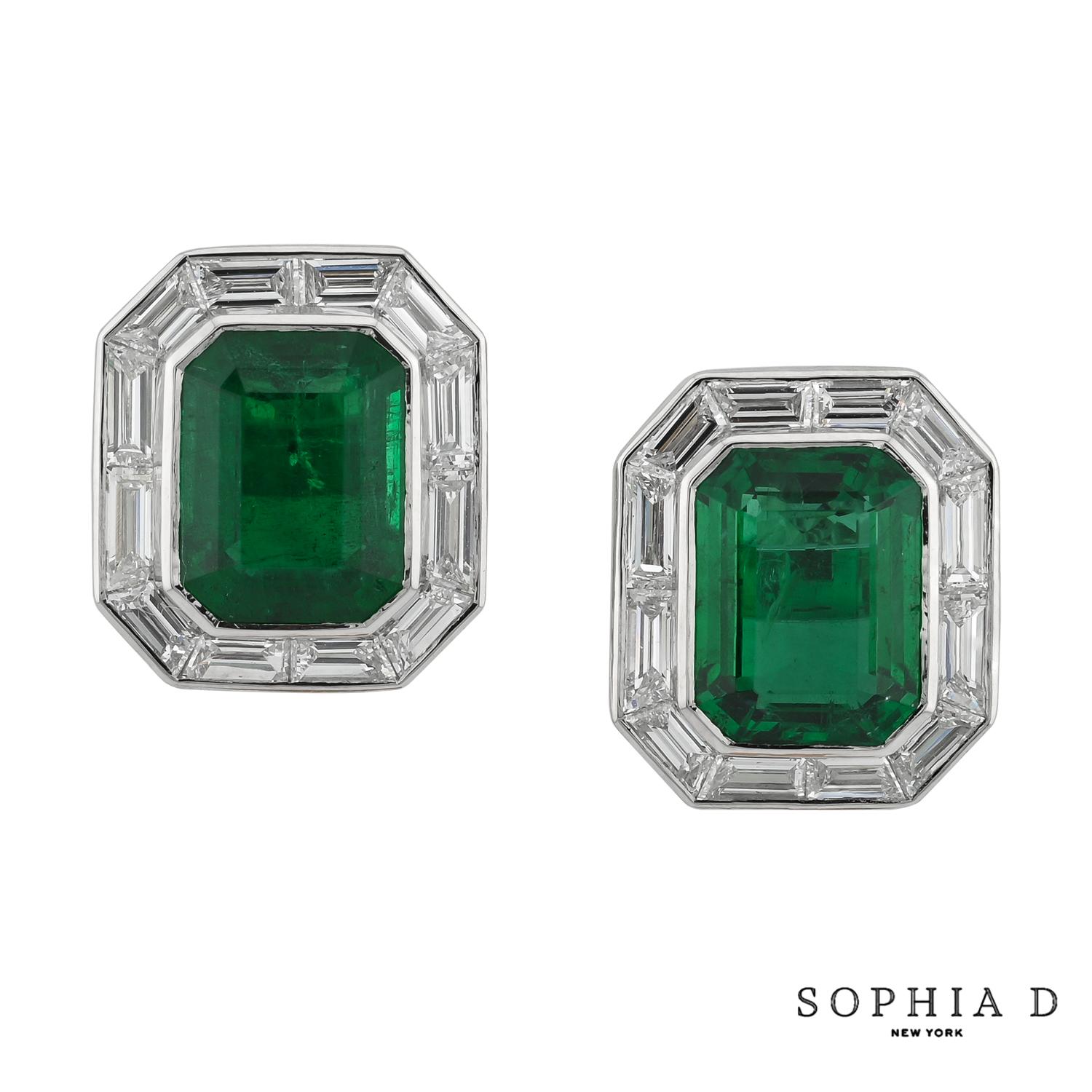 Boucles d'oreilles Sophia D. de style Art déco en émeraudes et diamants Neuf - En vente à New York, NY