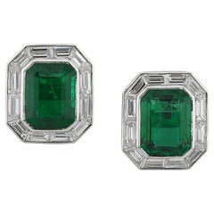 Sophia D. Art Deco Style Emerald and Diamond Earrings