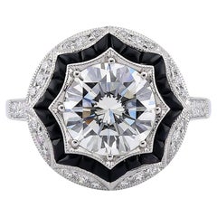 Sophia D Art Deco Stil Onyx & Diamant Halo-Ring