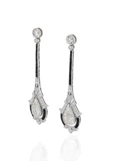Sophia D – Ohrringe im Art-déco-Stil mit Diamanten in Birnenform und Onyx