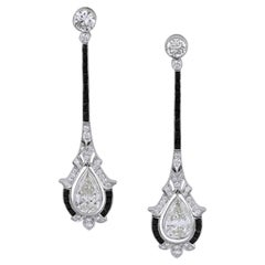 Sophia D – Ohrringe im Art-déco-Stil mit Diamanten in Birnenform und Onyx