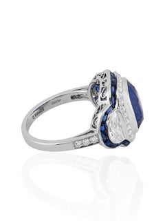 Sophia D Art Deco Style Sapphire and Diamond Ring Platinum