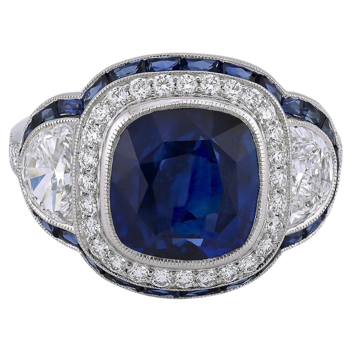 D & A Style Style Saphir et Diamant Bague Platine en vente