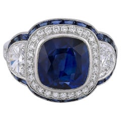 Sophia D Art Deco Style Sapphire and Diamond Ring Platinum