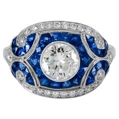 Art Deco-Ring mit blauem Saphir und Diamant von Sophia D.