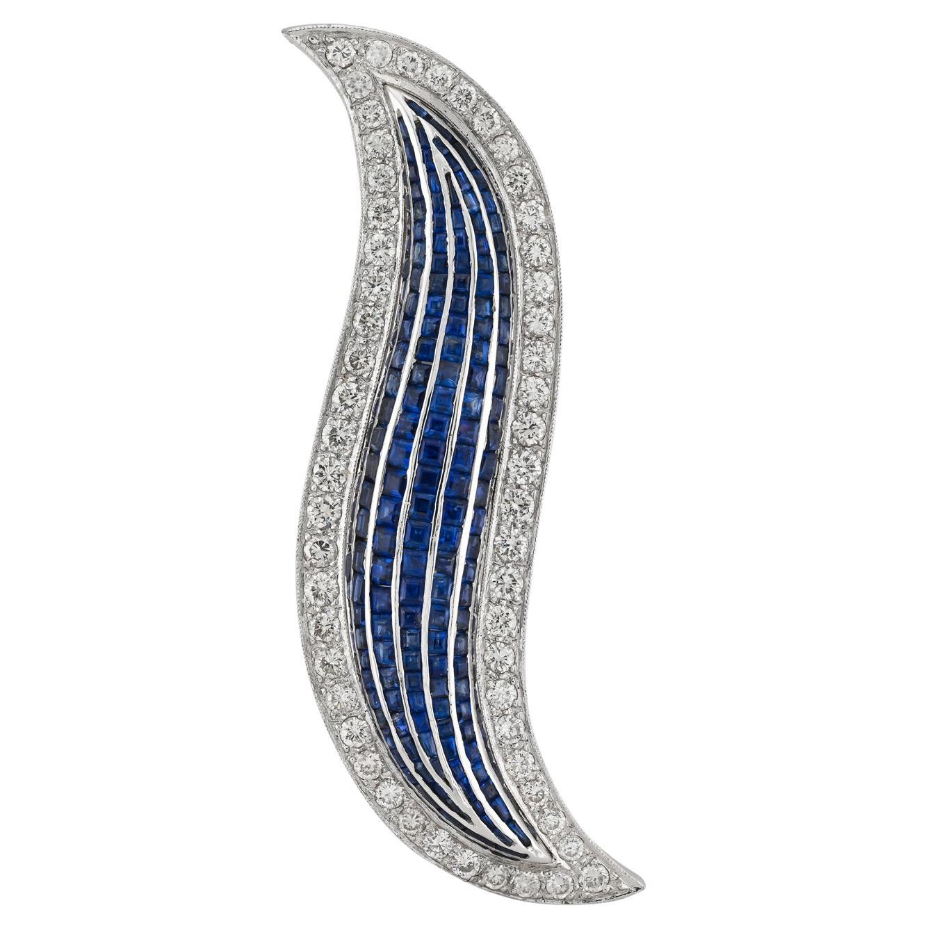 Sophia D. Blue Sapphire and Diamond Brooch