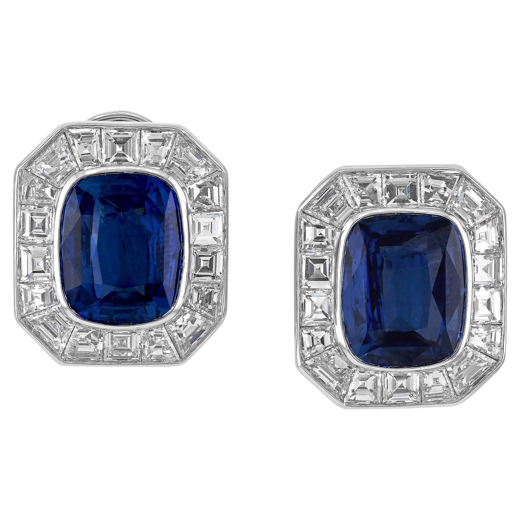 Sophia D. Blue Sapphire and Diamond Mosaic Stud Earrings