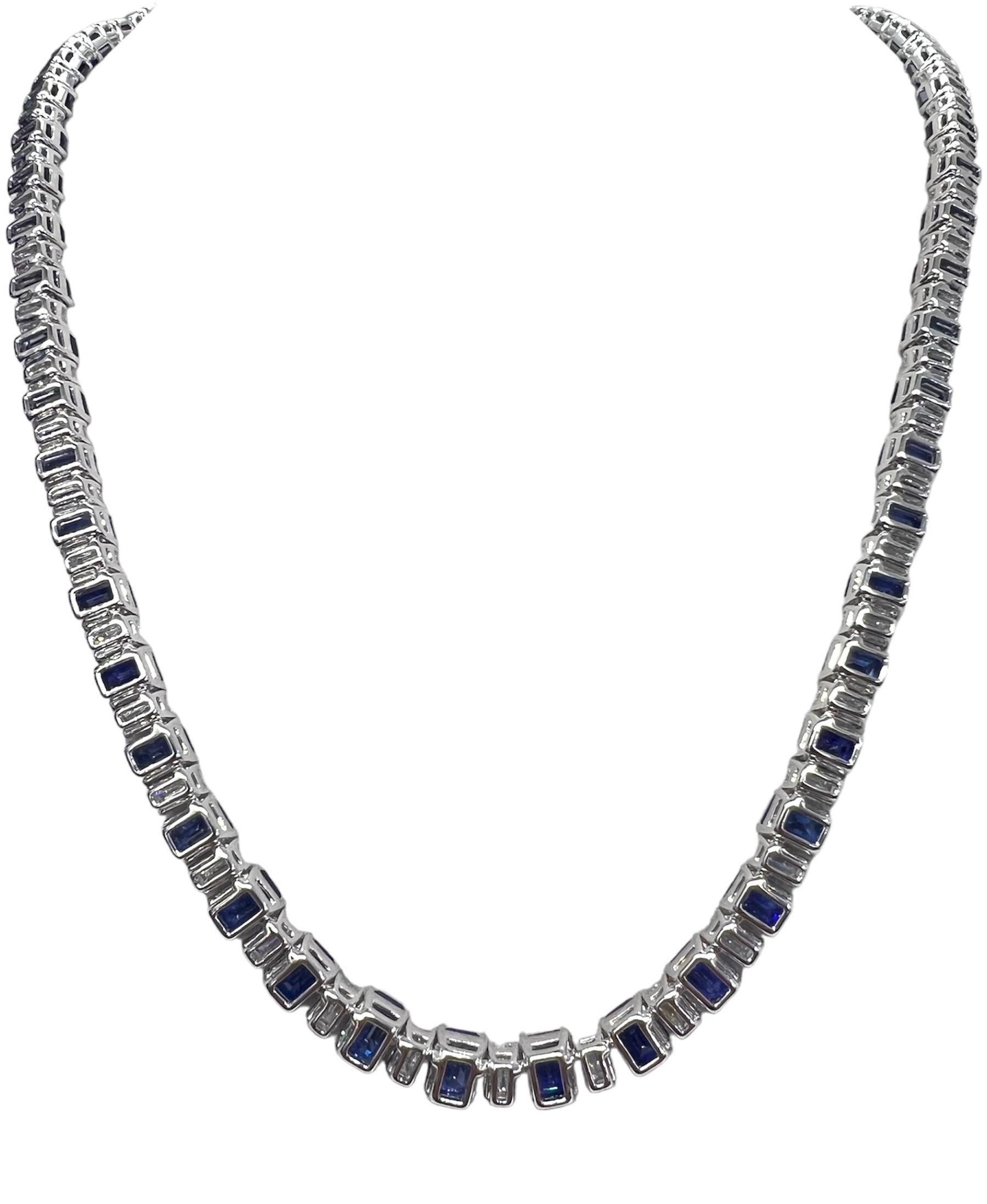 Sophia D. Blue Sapphire and Diamond Necklace In New Condition For Sale In New York, NY