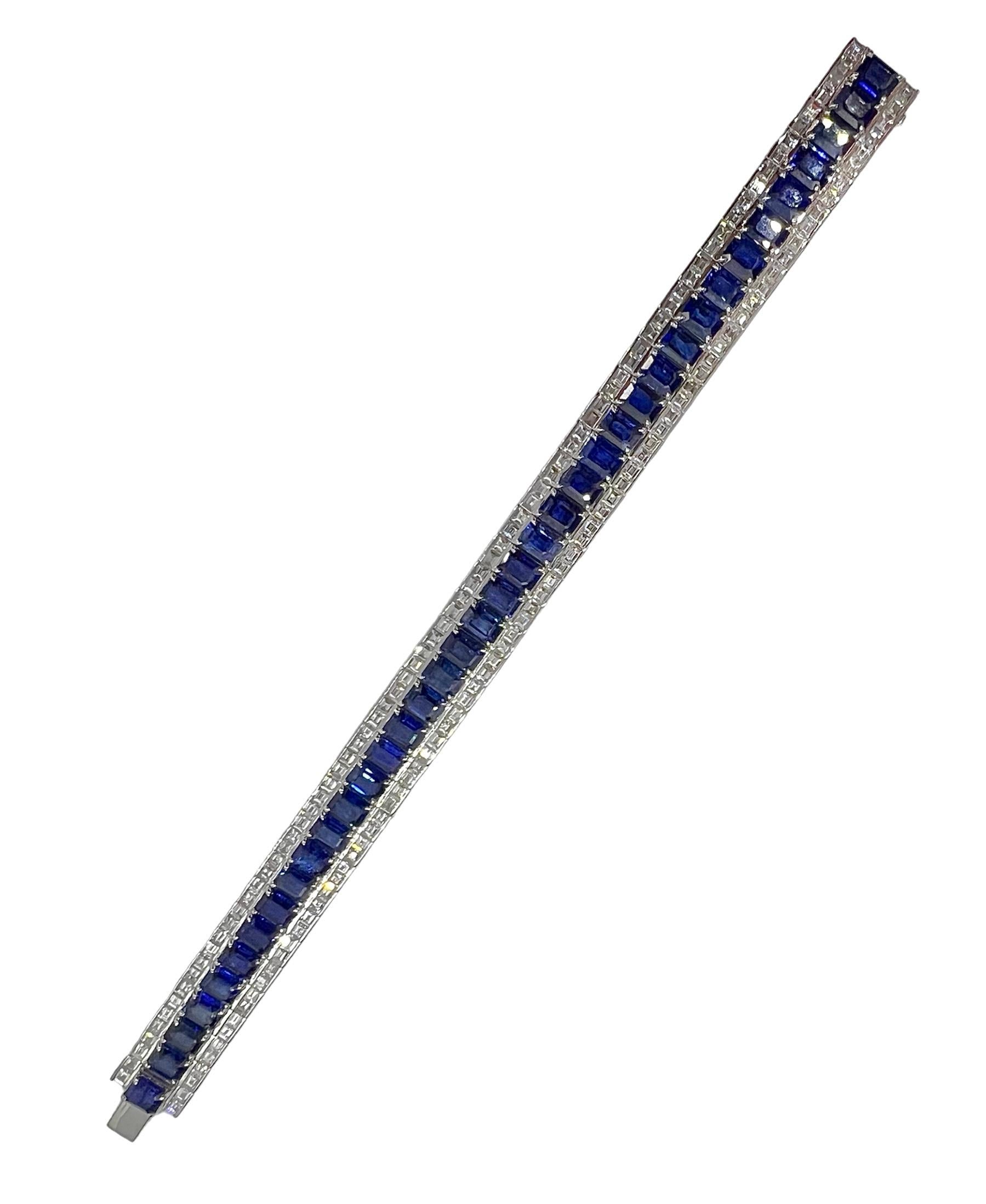 Platinum bracelet with 7.62 carat of diamonds and 27.45 carat of blue sapphire.

Sophia D by Joseph Dardashti LTD has been known worldwide for 35 years and are inspired by classic Art Deco design that merges with modern manufacturing techniques.
