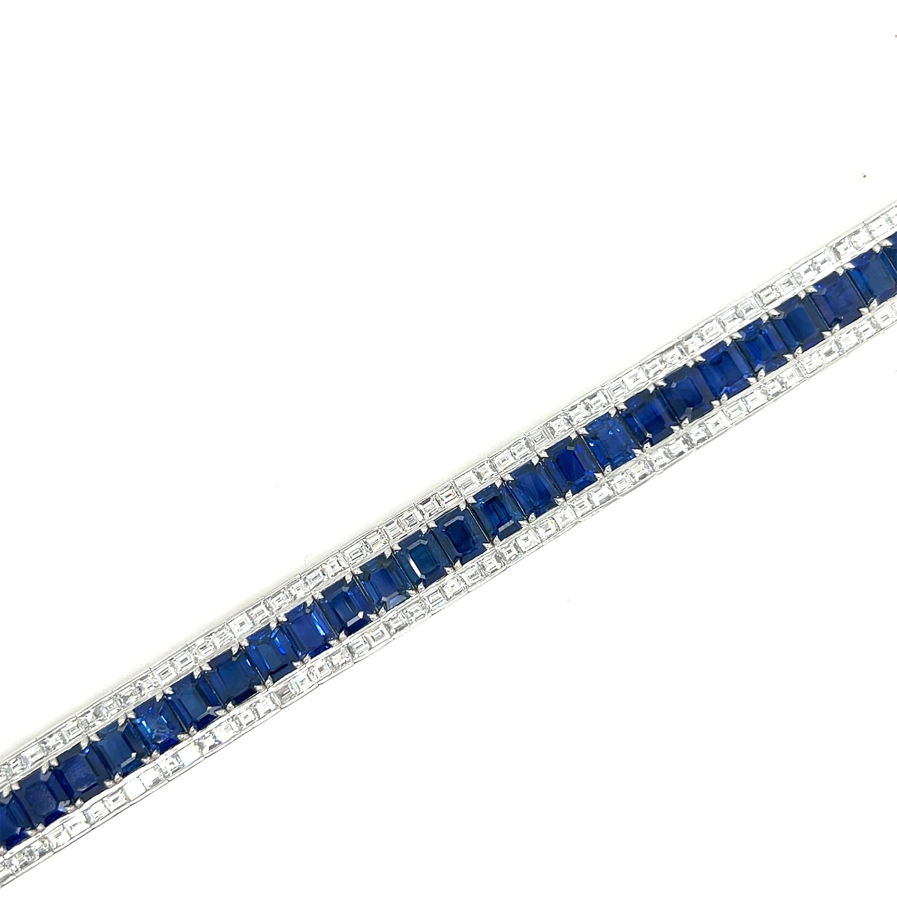 Platinum bracelet with 7.62 carat of diamonds and 27.45 carat of blue sapphire.

Sophia D has been known world-wide for over 40 years because of its rich history of design and quality craftsmanship. From art deco to antique reproduction, these
