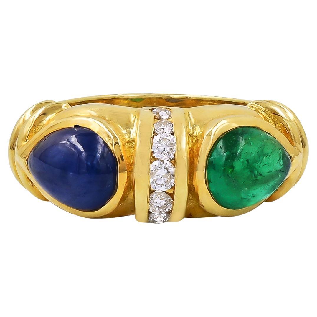 Sophia D. Blue Sapphire and Emerald Ring For Sale