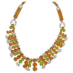 Sophia D. Citrine, Peridot and Diamond Necklace in Yellow Gold