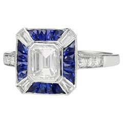 Sophia D. Diamond and Blue Sapphire Art Deco Ring