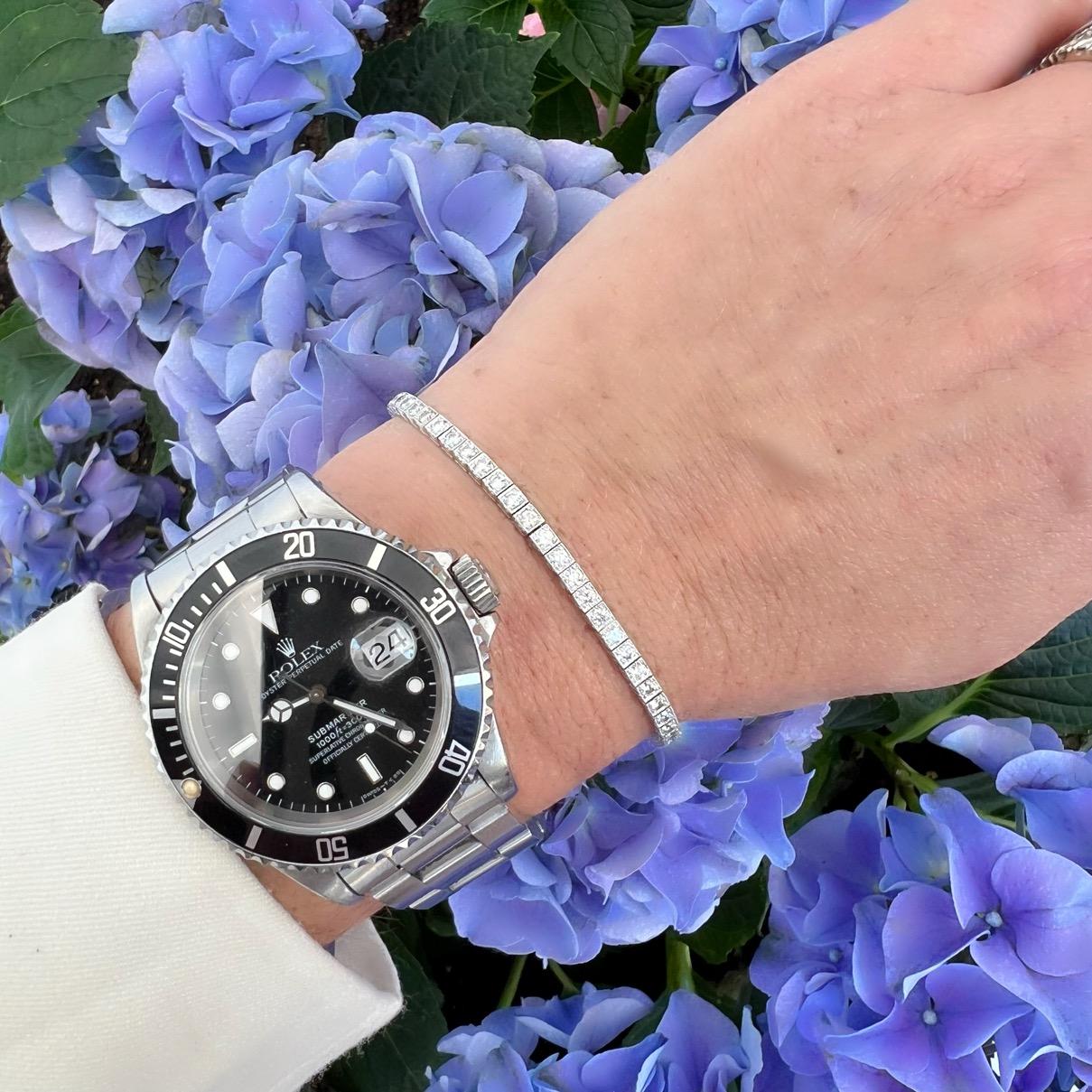 Taille ronde Sophia D. Bracelet ligne en platine et diamants en vente