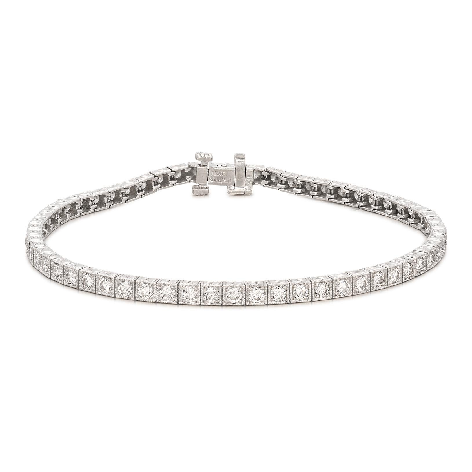 Sophia D. Bracelet ligne en platine et diamants en vente 3