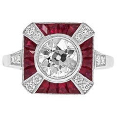 Sophia D. Diamond and Ruby Art Deco Platinum Ring
