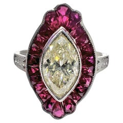 Sophia D. Diamond and Ruby Art Deco Style Platinum Ring