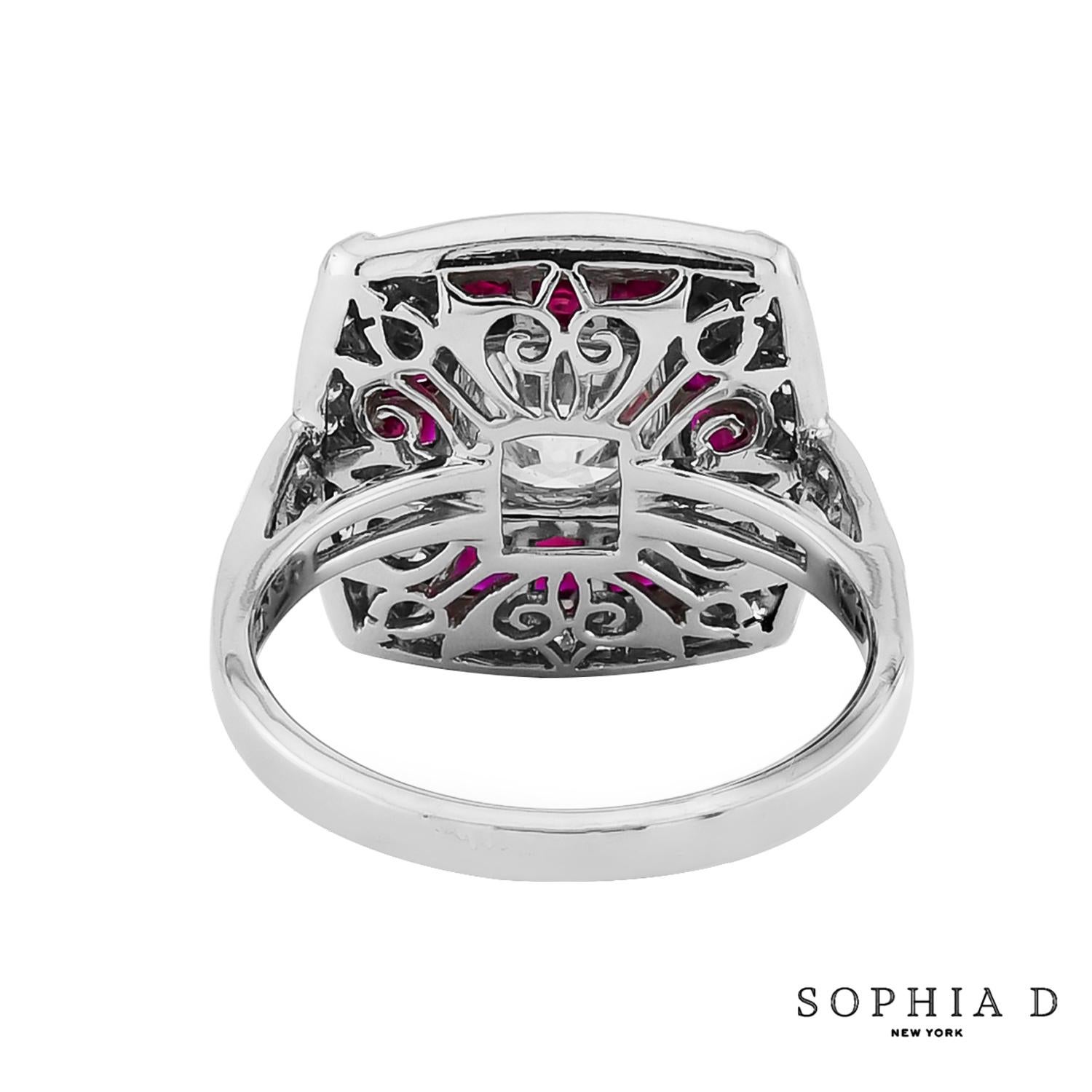 Taglio rotondo Anello con diamante e rubino D.D. A Style in vendita