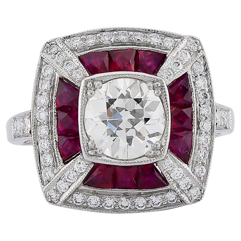 Sophia D. Diamond and Ruby Art Deco Style Ring