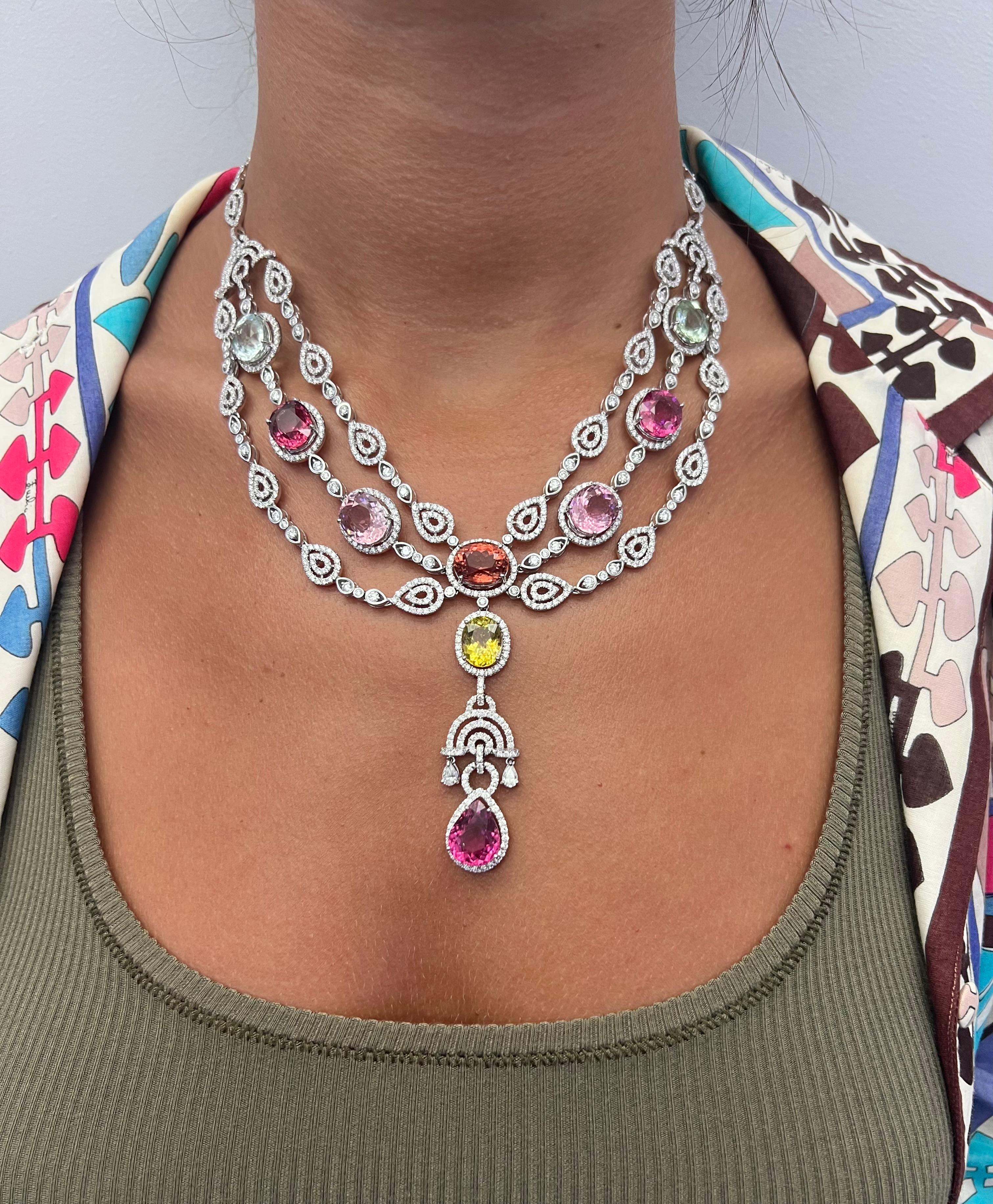 Women's Sophia D. Diamond and Tourmaline Necklace  For Sale