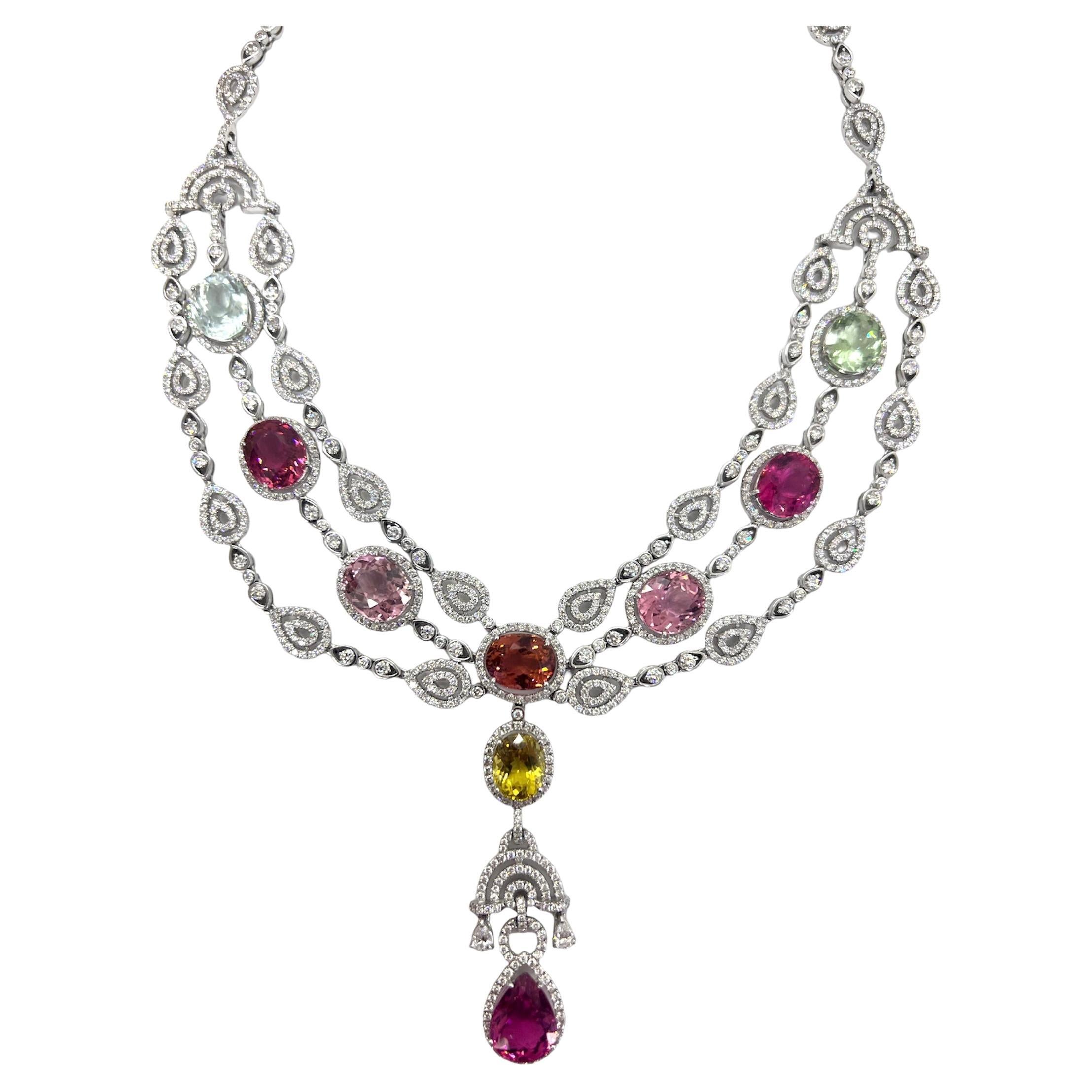 Sophia D. Diamond and Tourmaline Necklace  For Sale