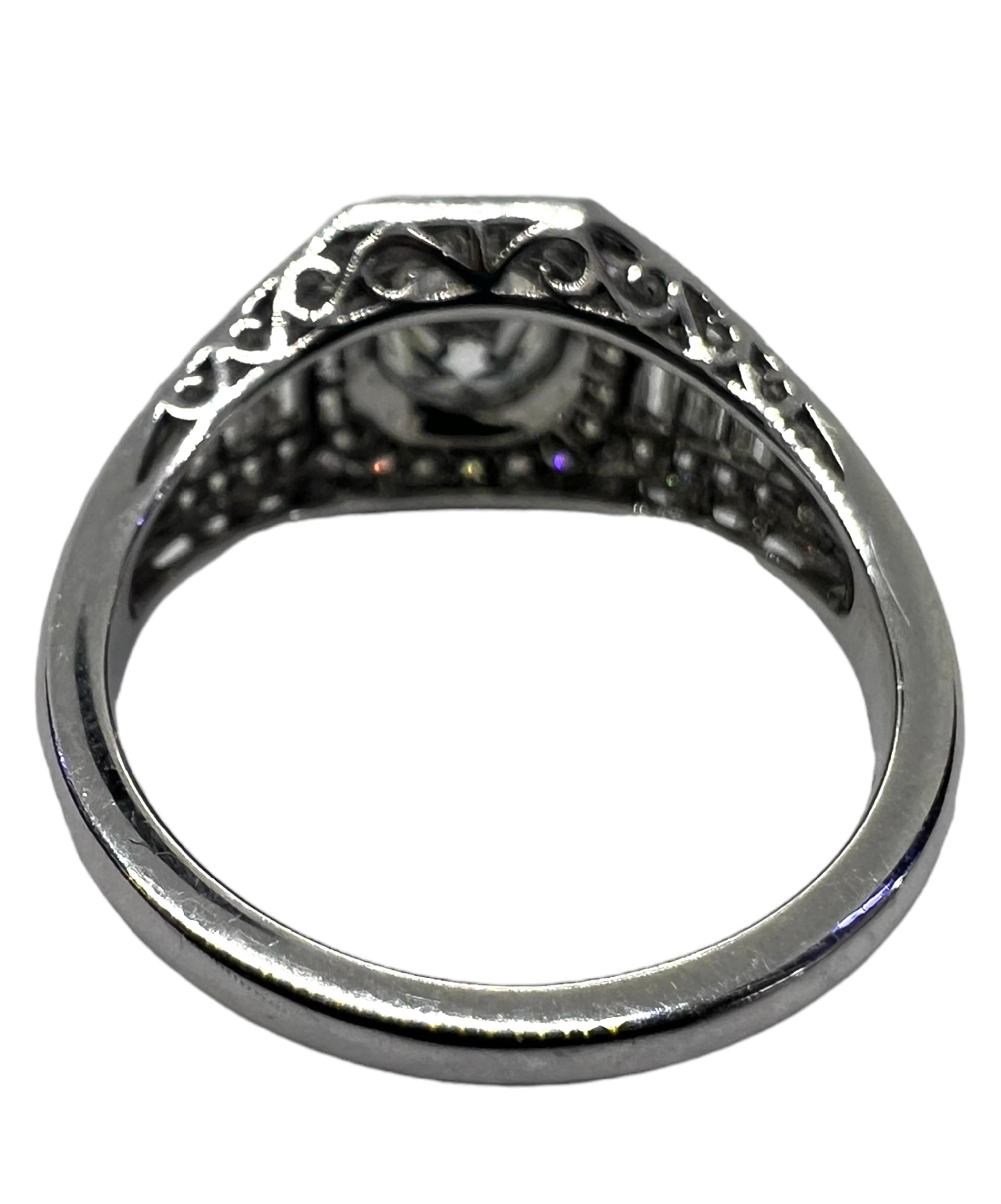 Round Cut Sophia D. Diamond Art Deco Ring For Sale